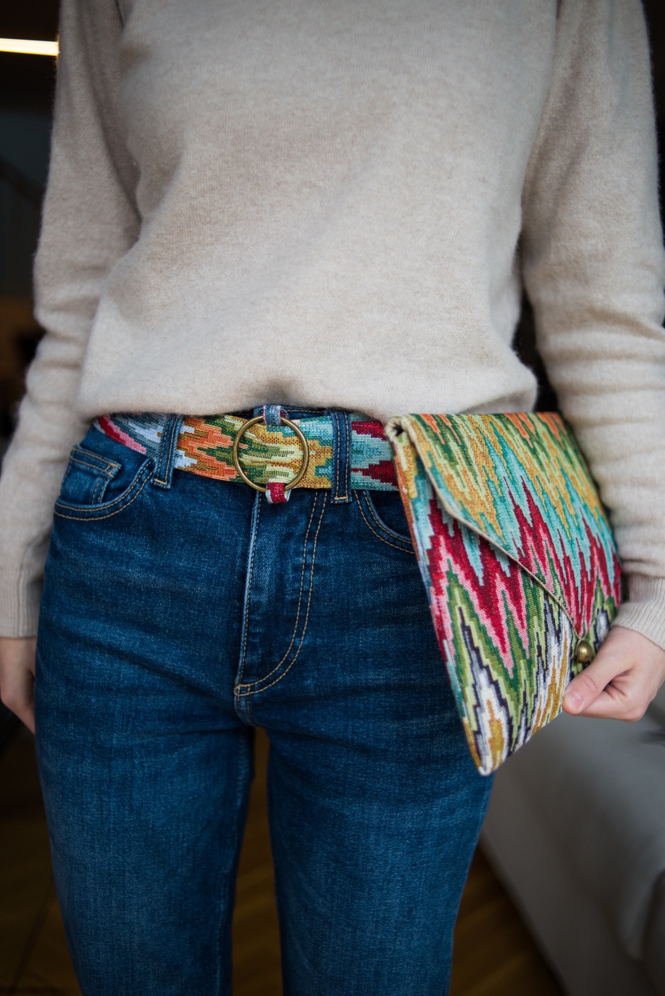 Modelo con bolso Nueva York